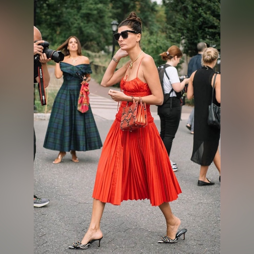 KHAITE Delphine White Pleated Midi Dress - Picture 7 of 9